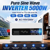 Convertisseur solaire à onde sinusoïdale pure 5000W, onduleur de puissance DC12V/24V/48V/72V vers AC110V/220V, convertisseur DC vers AC pour système domestique, camping-car et hors réseau