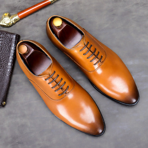 Men's Business Leather Shoes Low Top Lace Up Handcrafted Formal Shoes Top Grain Cowhide Luxury Designer Leather Shoes Stylish - Product Image 2
