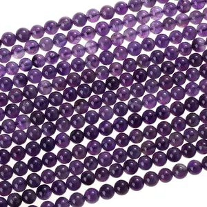 High Quality Natural Gemstone 4/6/8/10/12 Mm Colorful 7A Quality Amethyst Round Loose Beads Stone For DIY Making Jewelry