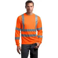 T-shirt di sicurezza riflettente a maniche lunghe arancione fluorescente più gilet di sicurezza taglie forti