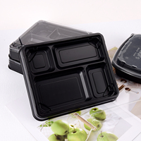 Restauration, plats à emporter, contenants de préparation des repas à 4 compartiments, boîtes à lunch en plastique jetables avec couvercles