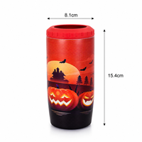 Refroidisseur de bouteilles et canettes de bière Halloween personnalisé en acier inoxydable 304 de 16 oz à double paroi avec 1 couvercle au choix parmi 4 pour les fêtes