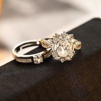 Anello di Fidanzamento a Forma di Uovo di Colomba con Zircone Simulato, Placcato Oro, Taglia Regolabile per Donne, Accessorio per Cerimonie