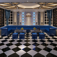 Canapé d'angle en forme de L moderne à 7 places, style boîte de nuit, usage commercial, luxe, avec bar lumineux LED