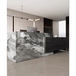 Escritorio de recepción de madera minimalista moderno personalizado 2025 para hoteles empresa recepción cajero Bar Mesa vestíbulo Bar Mesa - Product Image 2