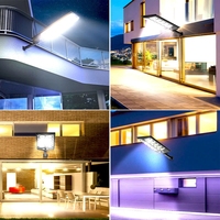 Lampadaire solaire Yelbes 20000 Watts 504 LED IP67 étanche en acier inoxydable 6000K lumière du jour avec télécommande et détection de mouvement PIR