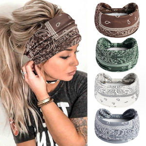 Wholesale Wide Boho Headbands Elastic Bandana Non Sweat Fashion Large Headwraps Hair <b>Bands</b> Headwear Sports Running Yoga - Product Image 5