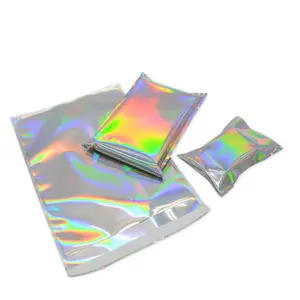 In Stock Self-seal Adhesive Courier Holographic Gift Laser Bags Clear Plastic Poly Envelope Mailers Shipping Mailing Bags