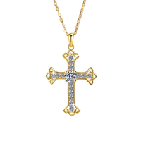 European American <strong>Best</strong>-<strong>Selling</strong> S925 Sterling Silver Collarbone Chain Classic Versatile <strong>Moissanite</strong> Necklace <strong>Cross</strong> Pendant Hot