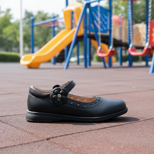 <span class=keywords><strong>Scarpe</strong></span> Mary Jane Personalizzate <span class=keywords><strong>per</strong></span> Bambine in Pelle Nera con Ritagli a Cuore e Chiusura in Velcro, Ideali <span class=keywords><strong>per</strong></span> Uniforme Scolastica, Feste e Uso Quotidiano - Product Image 4