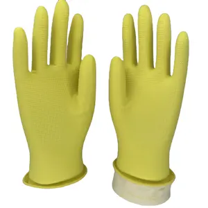 Grid Pattern Reusable Food Kitchen Long Rubber Hand Gloves Cleaning Cooking Custom Kitchen Waterproof Gloves