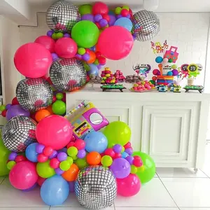 Tema retrò anni '80 anni '90 Hip Hop decorazioni per feste di compleanno palloncini Foil 4D Disco Air Helium palloncino Radio pattini a rotelle