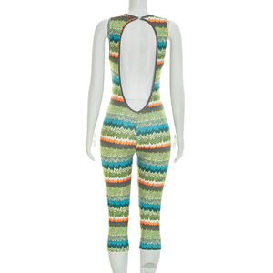 Viviblook J26JP123 Mono de una pieza para mujer, de verano, con espalda descubierta, estampado colorido, ceñido al cuerpo, de cintura alta, para discoteca - Product Image 4