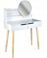 Table de maquillage moderne blanche pour chambre à coucher avec panneau en bois durable, tabouret et miroir amovible