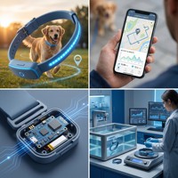 Lierxin LEX-PET-TRACKER ENIG Traceur GPS d'activité pour animaux de compagnie Collier FR-4 Tg170 PCB 4 couches LTE-M NB-IoT GNSS Accéléromètre Géofence