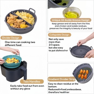 8.5/9 Inch Custom Round Bpa free Non-Stick Collapsible air fryer silicone liners,silicone air fryer liner manufacturer - Product Image 2