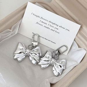 Korean Ins Creative Heart Keychain New Bow Tie <b>Acrylic</b> Decorative Pendant Rechargeable Metal Keychain - Product Image 5