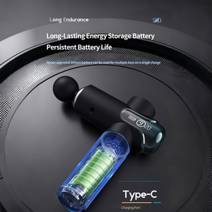 Nueva Pistola de Masaje Eléctrica ABS de 1500 mAh con 4 Cabezales de Masaje, Masajeador Muscular de Tejido Profundo con Control de Velocidad de Batería para Cintura, Piernas y Cabeza - Product Image 5