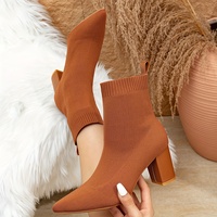 Fabricant de bottes sur mesure, bottines noires en tissu respirant à talon haut, bout pointu, à enfiler, pour femmes