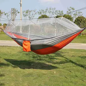 210T Nylon Doppel tragbare Hängematte Outdoor Camping Schaukel Hängematten mit Moskito netz