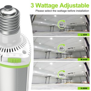 Ampoule LED Corn 80W/60W/48W, base E39, grande base Mogul, lampe LED COB 12000Lm pour garage, entrepôt, usine, atelier, rue, cour arrière - Product Image 3