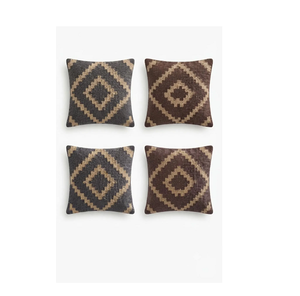 Housse de coussin géométrique faite à la main, style bohème sud-ouest, tissée, gris crème, pour canapé, chambre, salon, décoration intérieure - Product Image 1