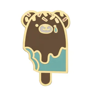 Wholesale Custom Ice Cream Shaped Cartoon Bears Daily Wear Gold-plated Badges