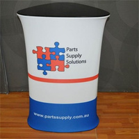 Comptoir promotionnel portable pliable en aluminium et polyester, imprimé par transfert thermique, pour salons professionnels et expositions