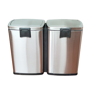 Fábrica china <span class=keywords><strong>40</strong></span> <span class=keywords><strong>litros</strong></span> de acero inoxidable casa 2 compartimento <span class=keywords><strong>Pedal</strong></span> de pie de <span class=keywords><strong>basura</strong></span> - Product Image 3