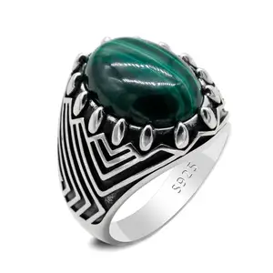 Wholesale Men Rings Jade Rings 925 Jewellery Agate Natural with Green CHRISTIAN Trendy Zircon CN; sterling silver 925 jewellery
