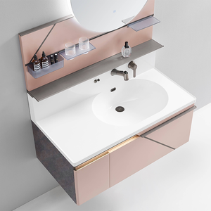 Panoon-Mueble de baño de piedra moderna de 23m, espejo de PVC de pie, cajones de cierre suave, resistente al agua, para el hogar, Bar, Hospital - Product Image 4