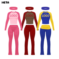 Ensemble 2 pièces color block : T-shirt et pantalon évasé – Tenue décontractée été 2026 – Idéal pour les grandes tailles – Vêtements de détente – Logo personnalisé OEM/ODM