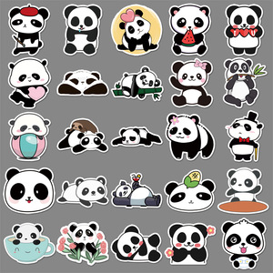 50 autocollants en PVC écologiques et imperméables pour enfants, motif <span class=keywords><strong>panda</strong></span>, dessin animé mignon, imprimés UV, pour skateboard DIY - Product Image 4