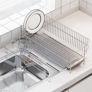 Égouttoir à vaisselle de cuisine sur pied en acier inoxydable 304 avec design étanche, style moderne, pour rangement de vaisselle sur comptoir domestique - Product Image 3