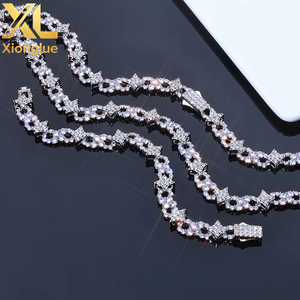 Hip Hop Fine Jewelry Necklace Spring Lock Clasp <b>Iced</b> <b>Out</b> Zircon Four Pointed Star Infinite Symbol Design Brass Link <b>Chain</b> - Product Image 3