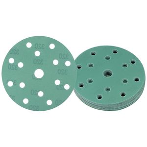 Film de 6 pouces 150mm 15 trous papier de verre crochet et boucle disque de ponçage abrasif vert meulage à sec dans l'industrie automobile - Product Image 1