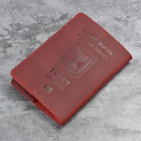 AIGUONIU sarung paspor kulit asli Israel, dompet bepergian uniseks Vintage, tempat kartu kredit RFID, penutup paspor Ibrani untuk pria dan wanita