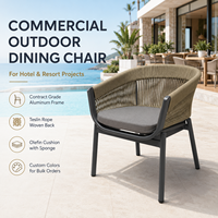 Silla de Comedor para Exteriores FLD1201 Andila de Aluminio y Cuerda Teslin con Cojín de Olefina para Proyectos de Hoteles, Resorts, Restaurantes y Patios