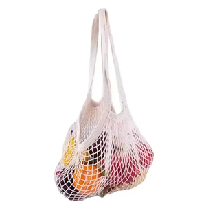 Bolsa de red de malla de fruta de cuerda de algodón de lona reutilizable lavable con mango largo bolsas de malla para verduras - Product Image 5