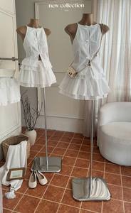 Ensemble de bavoir avec nœud et jupe évasée, style doux, sans manches, en polyester et en mousseline, pour un usage quotidien, ensemble de shorts 2 pièces, échantillon disponible - Product Image 2