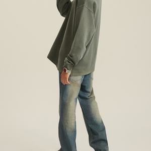 กางเกงยีนส์เดนิมทรงตรงแบบวินเทจฟอกสีซีดสไตล์วินเทจ  ไซส์ใหญ่  เป็นมิตรต่อสิ่งแวดล้อม คุณภาพสูง สำหรับผู้ชาย - Product Image 3