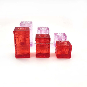 Porta candelabro in vetro rosso rosso blu affumicato colorato per matrimonio creativo per resso - Product Image 2