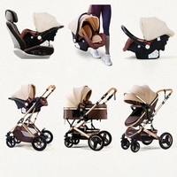Ensemble siège auto et poussette multifonctions 3 en 1 Landau pliable pour bébé Poussette adaptée aux voyages avec siège auto