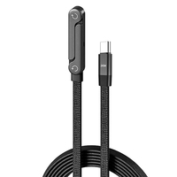 Fournisseur de chargeurs rapides 240W 5A en nylon tressé 360° °   Câble USB noir Type C vers Type C avec support de téléphone intégré