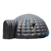 Tente dôme Igloo gonflable pliable noire en matériau Oxford géant avec souffleur pour l'extérieur