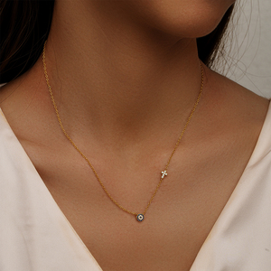 Collar de Plata con Colgante de Ojo Azul con Circonita y Diamantes Chapados en Oro de 18k para Mujer, Marca CANNER - Product Image 4