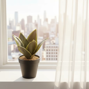 Planta Artificial de <span class=keywords><strong>Sansevieria</strong></span> Trifasciata en Maceta Negra, Planta Serpiente Artificial Variegada para Decoración del Hogar, Oficina, Mesa, Estante - Product Image 4