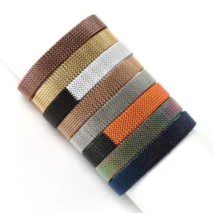 Hot Selling Black Rainbow Blue Coffee Rose Gold Spring Bracelet Elastic Mesh Design Jewelry Men Stainless Steel Stretch Bracelet