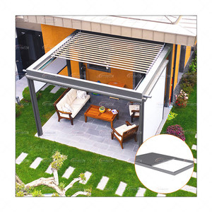 Pergola en aluminium robuste, toit pliant extérieur, bioclimatique, auvent rétractable, écran pour terrasse, balcon, <span class=keywords><strong>jardin</strong></span>, patio - Product Image 1