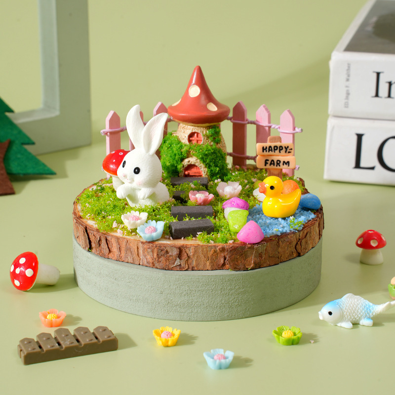 Kit de materiales para micro-paisaje: cabaña en el bosque.
